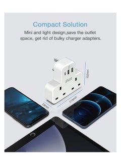 Swift محول طاقة متعدد التوصيل مع 2 منفذ USB و1 C، محول شاحن حائط مقبس طاقة متعدد للمنزل والمكتب والمطبخ والكمبيوتر الشخصي  - Image 4