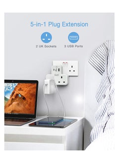 Swift محول طاقة متعدد التوصيل مع 2 منفذ USB و1 C، محول شاحن حائط مقبس طاقة متعدد للمنزل والمكتب والمطبخ والكمبيوتر الشخصي  - Image 3