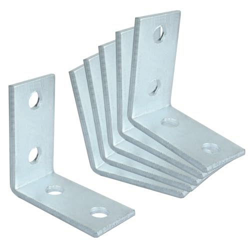 heneng 6 Pcs 4 Hole L Shaped Connector Bracket for 1-5/8" Strut Channel, 90 Degree Angle Fitting, 3/16" Thick - Image 1