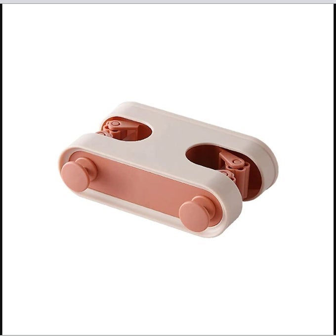 PLASTIC WALLMOUNTED SELFADHESIVE DOUBLE SIDED MOP HOLDER HOME BATHROOM BROOM MOP CLIP STAND STORAGE ORGANIZER RACK WITH 2 HOOKS RANDOM COLOUR