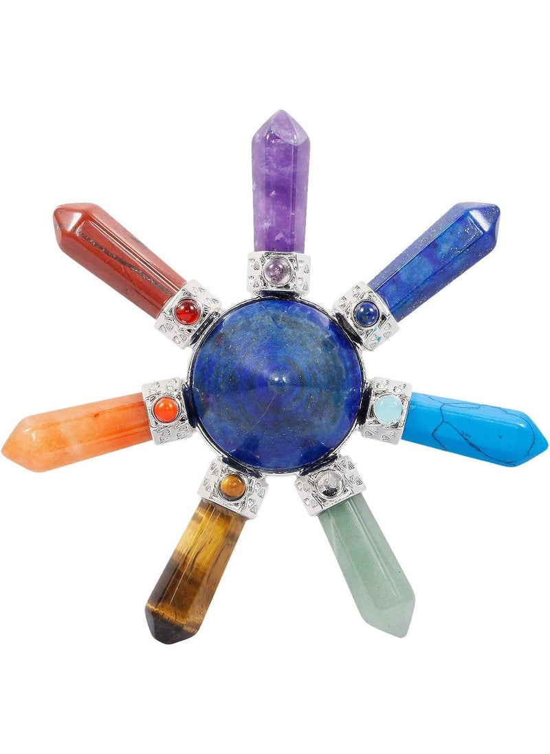 SUNYIK SUNYIK 7 Chakra Stone Energy Generator, Healing Crystal Point Cone with Seven Direction, Lapis Lazuli 