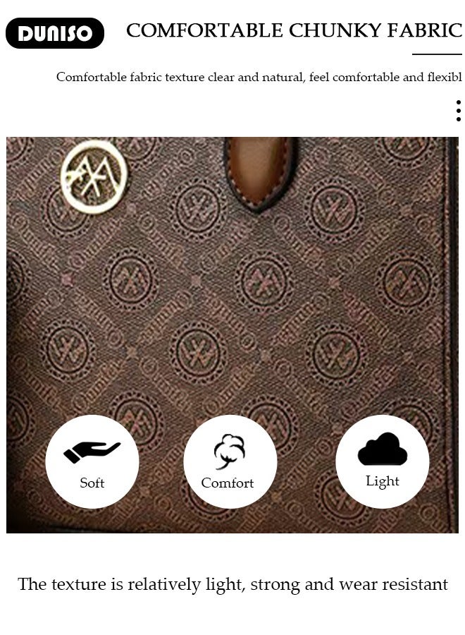 DUNISO Large-Capacity Satchel Bag Sets for Women Ladies,Printed Versatile Handbags with Reinforced Handle and Elegant Metal Ornament,PU Leather Simple Fashion Small Handbag, Shoulder Bag Multipurpose with Multiple Compartments Crossbody Bag,Ideal Teacher Bag,Everyday Tote ,Travel and Shopping - Image 3