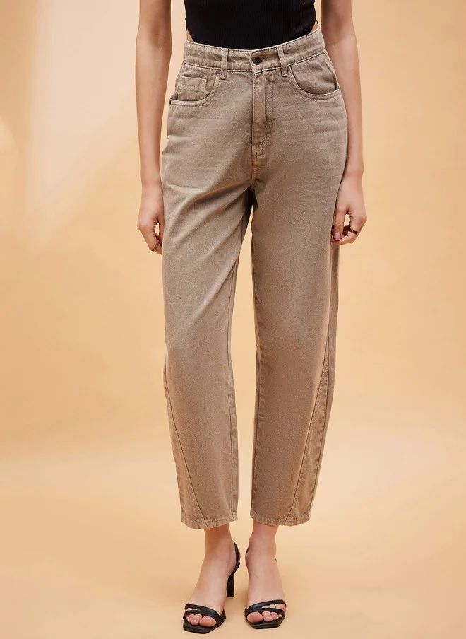 ساسافراس Beige Mom Fit Jeans for Women