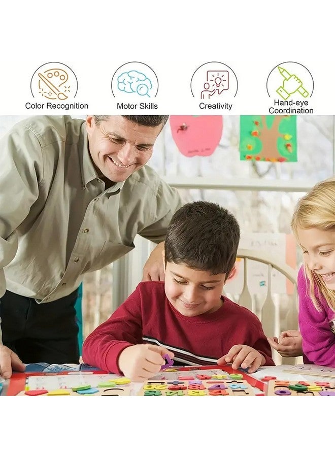 ويش كي لعبة ألغاز خشبية ثلاثية الأبعاد من WISHKEY بأحرف أبجدية وأرقام وأشكال، ألغاز تعليمية للتعلم المبكر، لعبة ملونة، لعبة مونتيسوري للأطفال في سن ما قبل المدرسة، متعددة الألوان (عبوة من 3 قطع) - Image 4