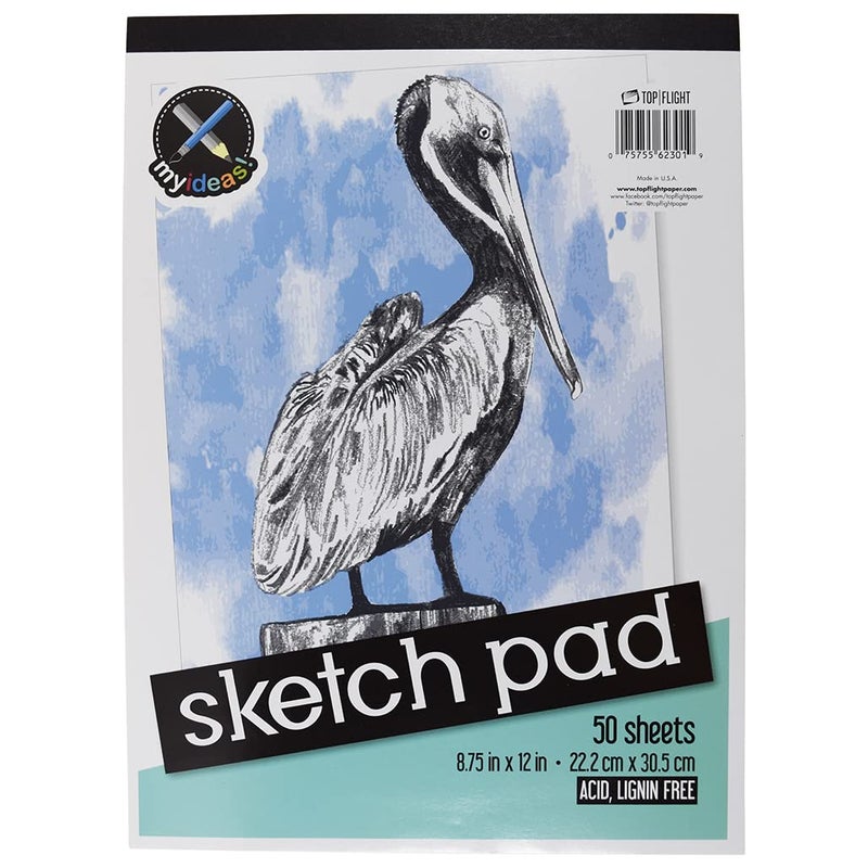 Top Flight Top Flight Sketch Pad Heavy Back 875 x 12Inches 50 Sheets 62301 Cover may vary