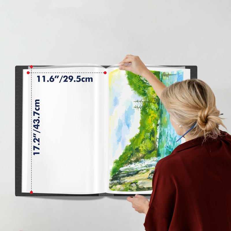 Vantasii Art Portfolio Folder, 40 Clear Pockets Paper Protectors Display 80 Pages Clear Presentation Book for Artworks, Letters, Report Sheets, Documents (Can Accommodate 11â€ x17â€) - Image 4