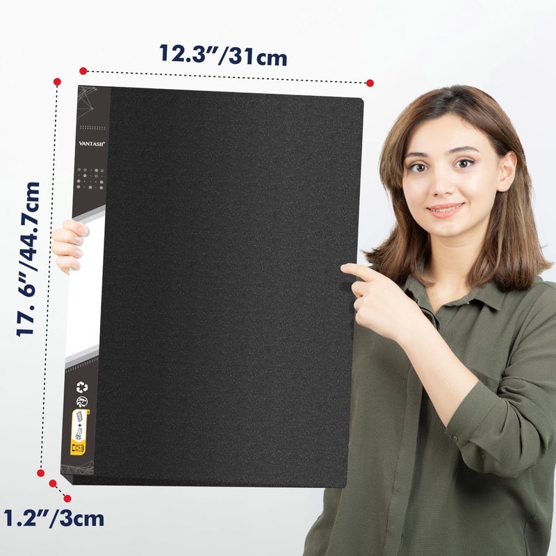 Vantasii Art Portfolio Folder, 40 Clear Pockets Paper Protectors Display 80 Pages Clear Presentation Book for Artworks, Letters, Report Sheets, Documents (Can Accommodate 11â€ x17â€) - Image 3