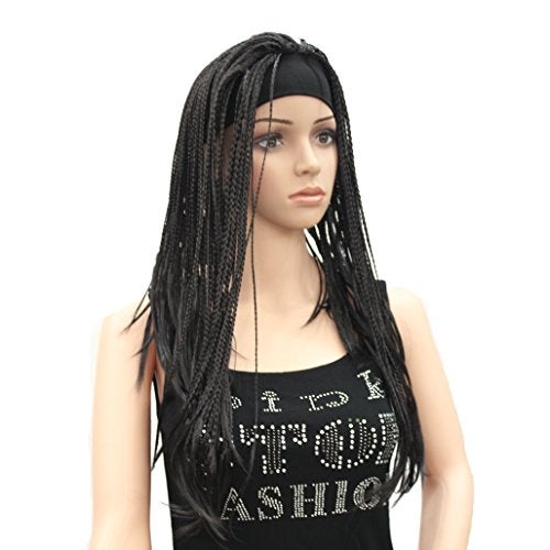 Lydell Braided Wig Afro Long Synthetic Fully Hand Tied Twist Braided Wigs (Natural black) - Image 1