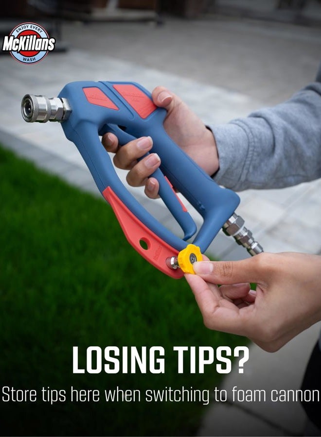 McKillans ® Swivel Gun PRO - Short Pressure Washer Gun with Swivel - Innovative Nozzle Holder - High Pressure Washer Handle - 3/8" Male Plug & 1/4” Quick Connect Coupler - Car Wash Power Water Gun - Image 5