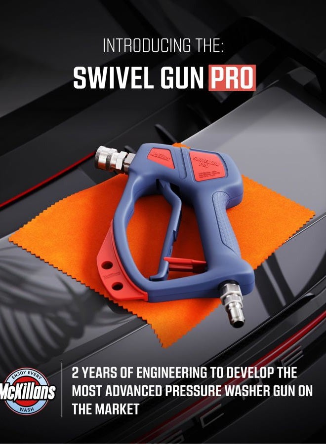 McKillans ® Swivel Gun PRO - Short Pressure Washer Gun with Swivel - Innovative Nozzle Holder - High Pressure Washer Handle - 3/8" Male Plug & 1/4” Quick Connect Coupler - Car Wash Power Water Gun - Image 3