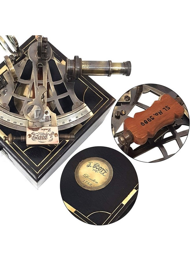 collectiblesBuy Nautical Sextant J.Scott London Vintage Brass Antique Sextants With Box Educational Calibrated Navigational Instrument 5 Inch  - Image 5