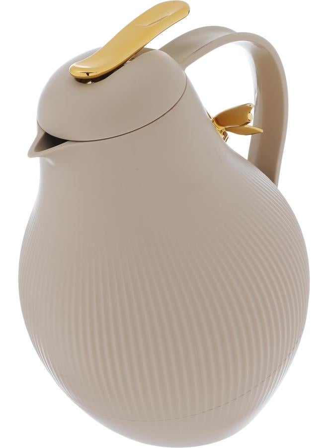 Alsaif Dora Plastic Thermos 1.5 Liters Golden Butterfly Light Brown  - Image 3