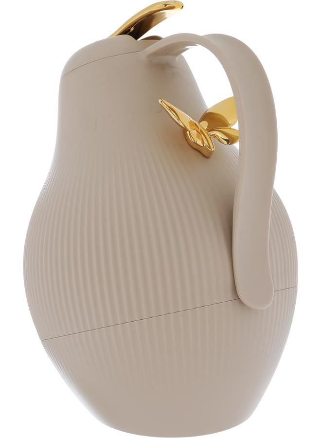 Alsaif Dora Plastic Thermos 1.5 Liters Golden Butterfly Light Brown  - Image 2