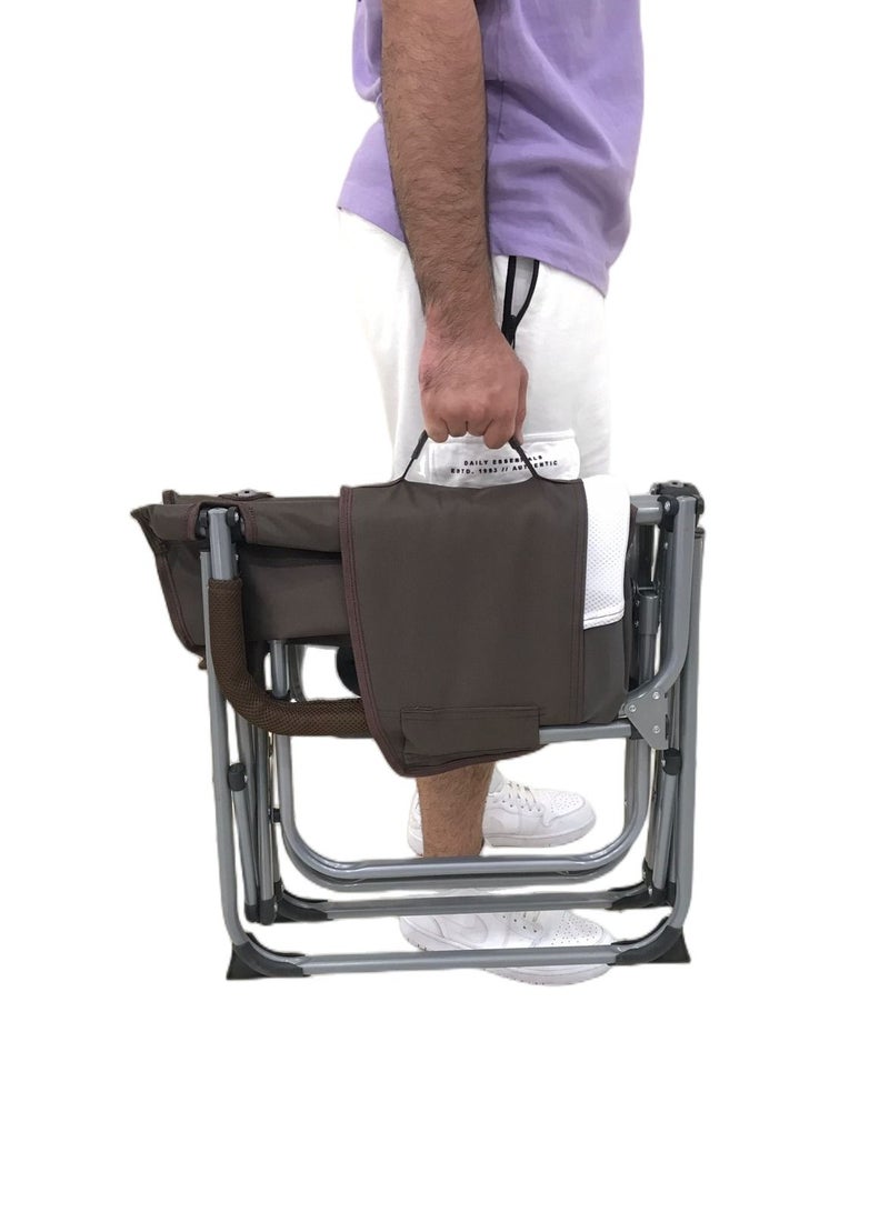 Albawadi Portable Camping Folding Chair Comfort Mesh Fishing Chair with Cup Holder Bown - Image 4