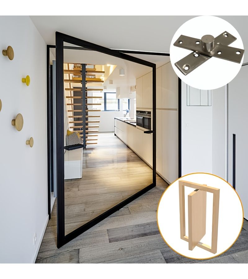 Stainless Steel Center Pivot Hinge Set 18pcs Metallic Hinges for Cabinet Door - Image 3