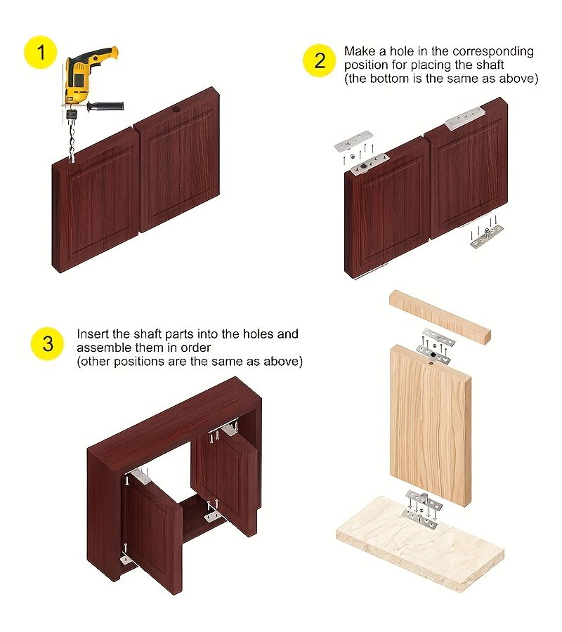 Stainless Steel Center Pivot Hinge Set 18pcs Metallic Hinges for Cabinet Door - Image 1