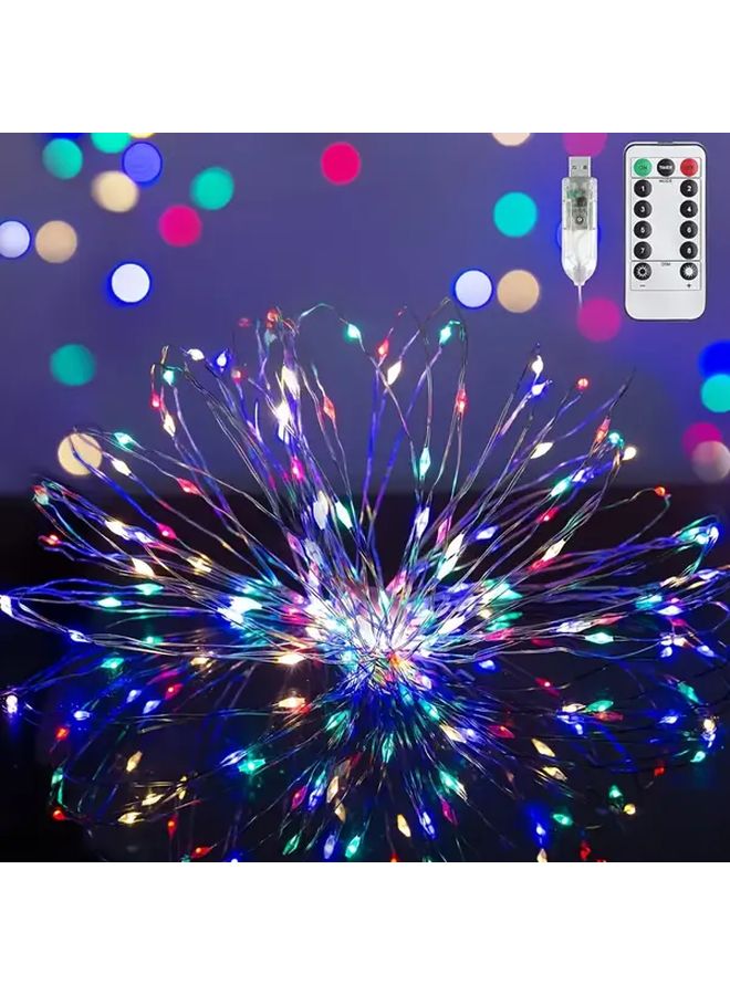 :أضواء خيطية بيضاء USB بحّورية LED 100 حبة بطول 393.7 بوصة مع 8 أوضاع إضاءة وتحكم عن بُعد، سلك نحاسي متعدد الألوان لتزيين المناسبات الداخلية والخارجية مثل الكريسماس والأعراس والحفلات. - Image 4
