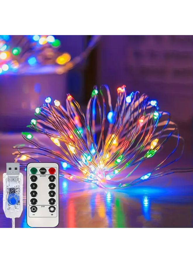 :أضواء خيطية بيضاء USB بحّورية LED 100 حبة بطول 393.7 بوصة مع 8 أوضاع إضاءة وتحكم عن بُعد، سلك نحاسي متعدد الألوان لتزيين المناسبات الداخلية والخارجية مثل الكريسماس والأعراس والحفلات. - Image 2