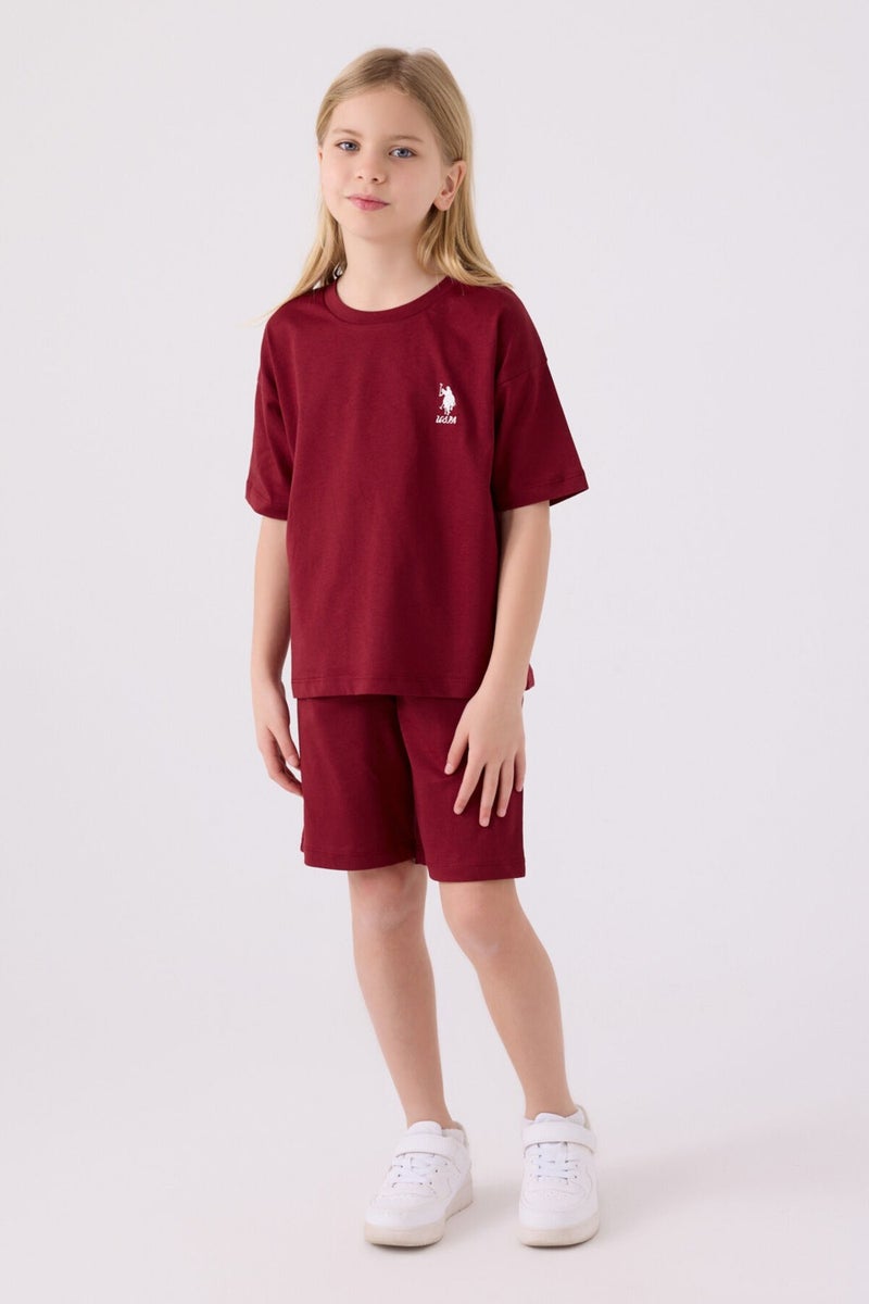U.S. Polo Assn. Girls Burgundy Bermuda Set  - Image 1
