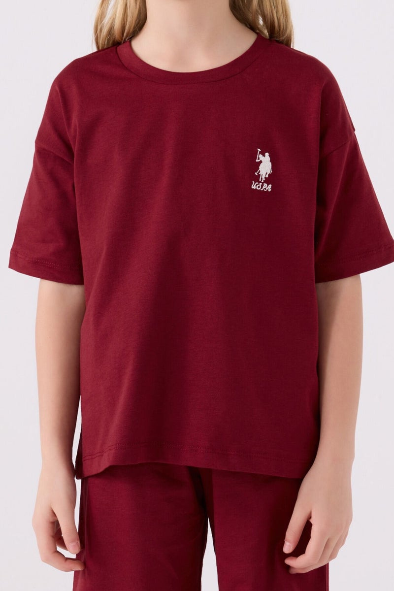 U.S. Polo Assn. Girls Burgundy Bermuda Set  - Image 4