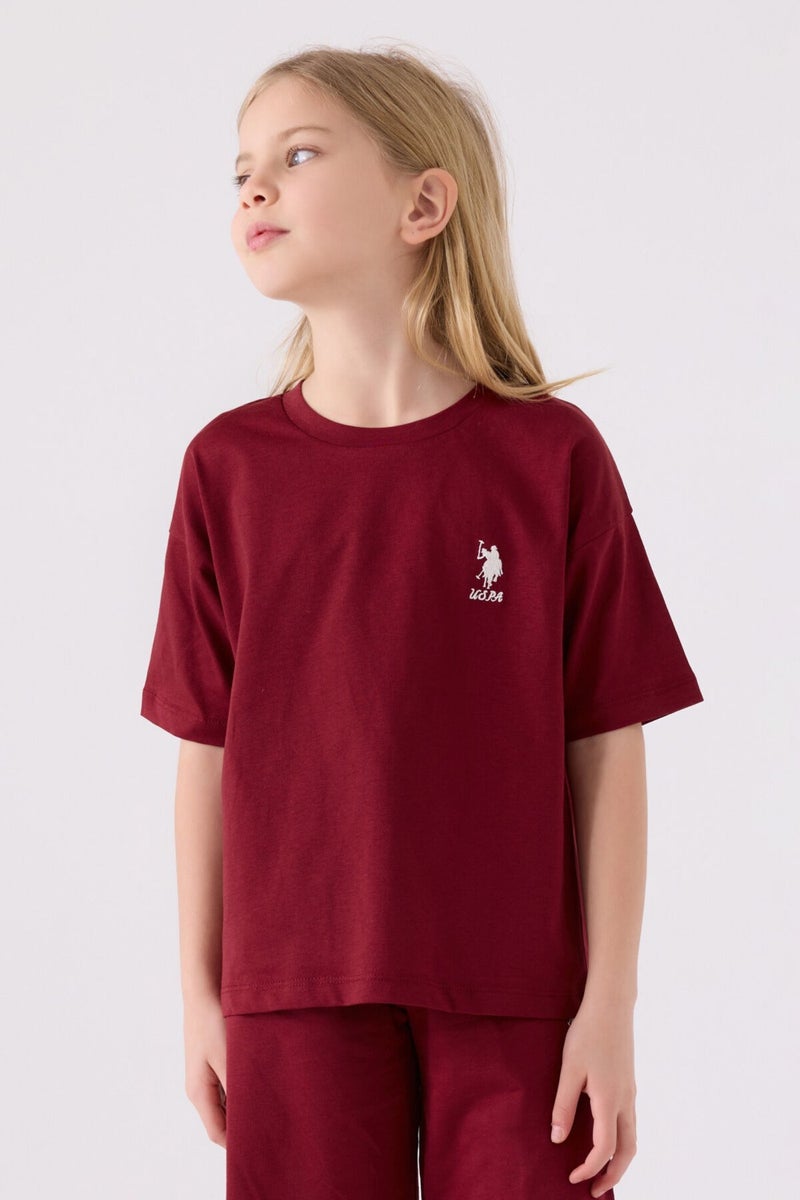 U.S. Polo Assn. Girls Burgundy Bermuda Set  - Image 2
