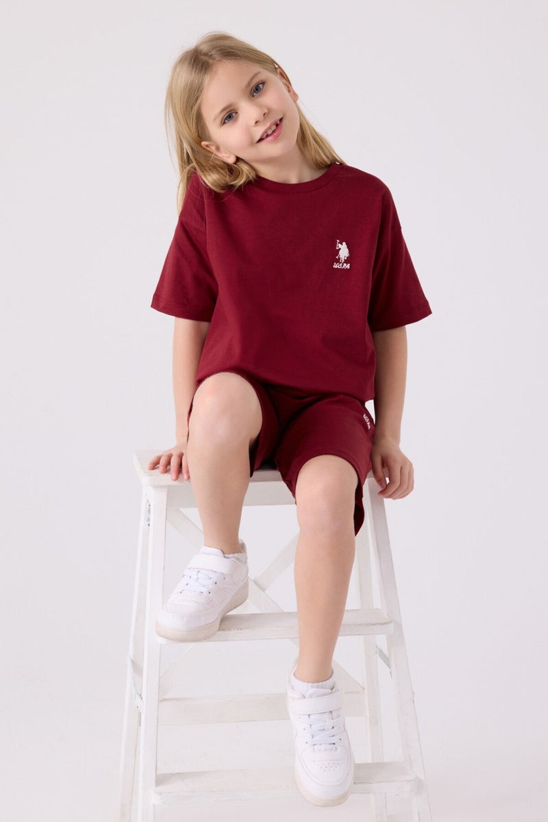 U.S. Polo Assn. Girls Burgundy Bermuda Set  - Image 3