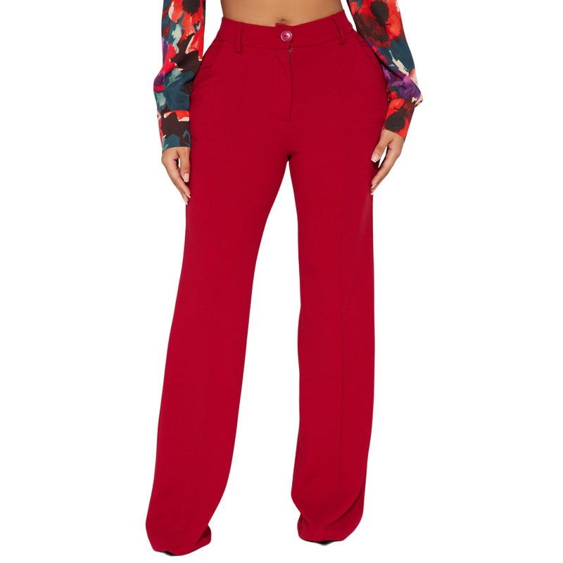 CHARYEAH Women Stretchy Work Pants High Waisted Wrinkle Free Dressy Pants Business Casual Trousers 2025 (US, Alpha, Large, Regular, Regular, Red) - Image 2