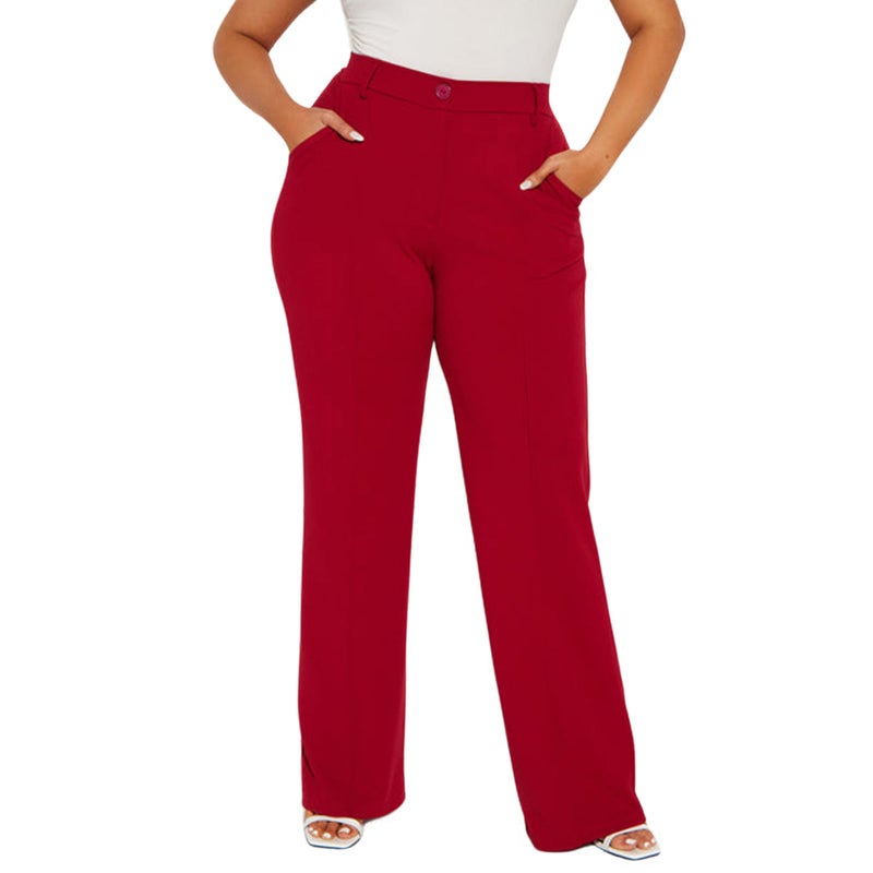 CHARYEAH Women Stretchy Work Pants High Waisted Wrinkle Free Dressy Pants Business Casual Trousers 2025 (US, Alpha, Large, Regular, Regular, Red) - Image 5