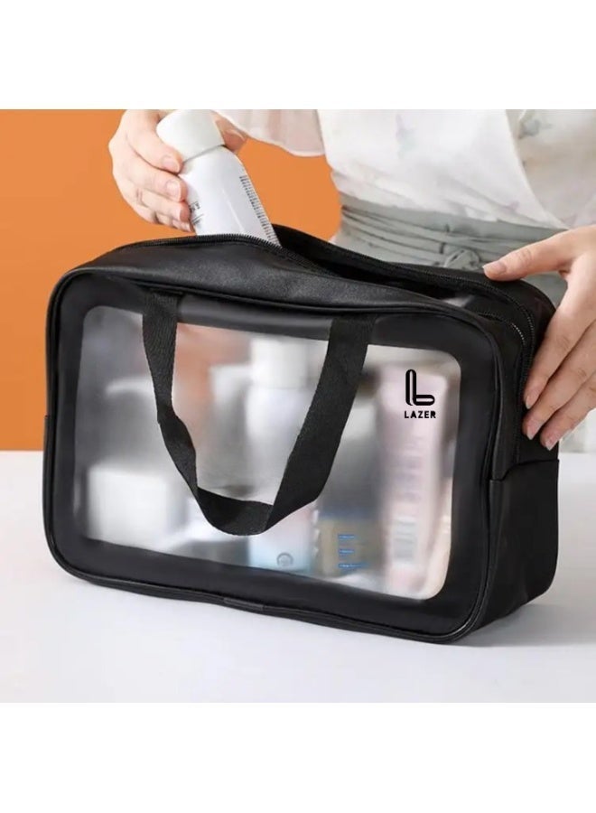 Lazer Black Makeup Travel Pouch Set of 3 for Women - Image 3