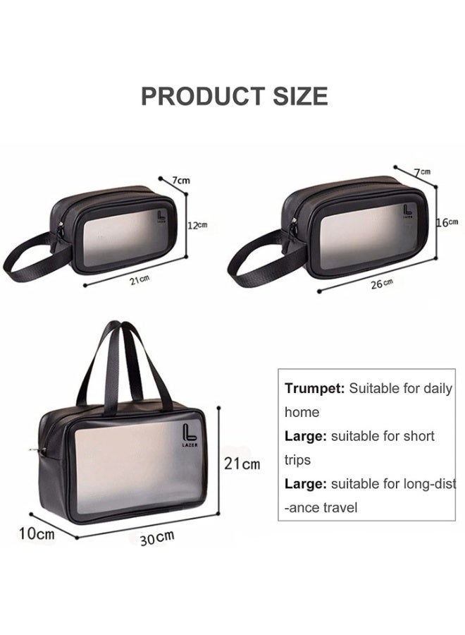 Lazer Black Makeup Travel Pouch Set of 3 for Women - Image 2