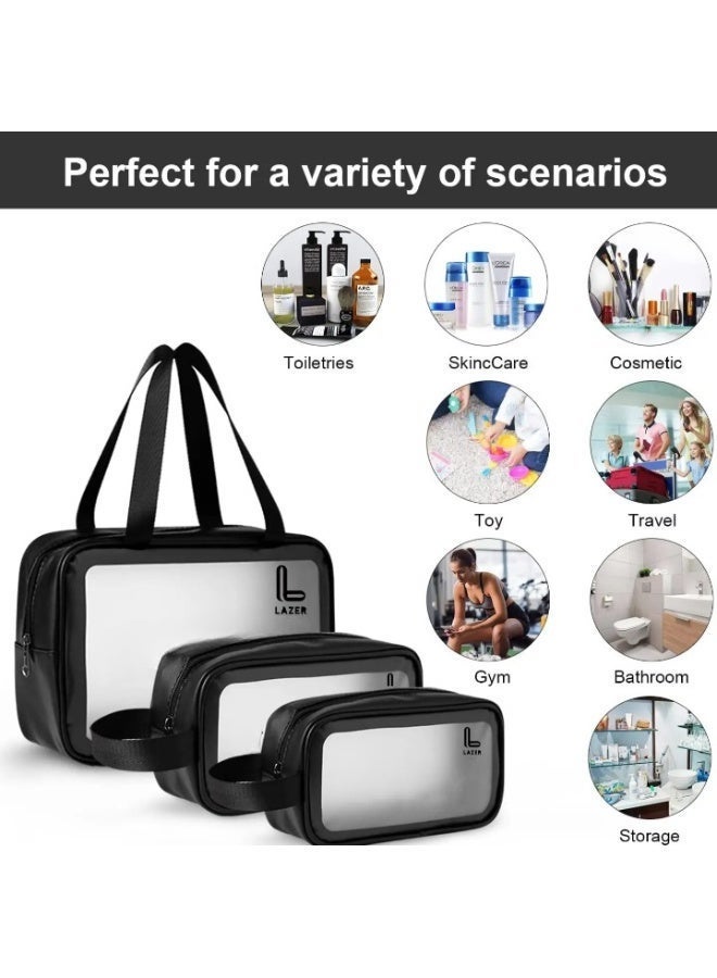 Lazer Black Makeup Travel Pouch Set of 3 for Women - Image 5
