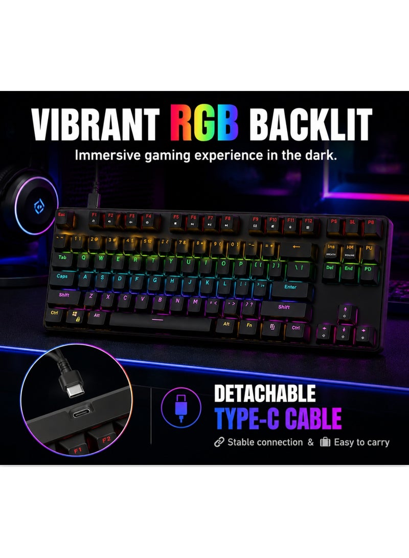 لوحة مفاتيح ألعاب ميكانيكية مدمجة 60 (K61)، إضاءة 61 ،مفتاحأ مع مفاتيح زرقاء، RGB، إنجليزي أمريكي فقط - أسودسلكية، تخطيط - Image 3