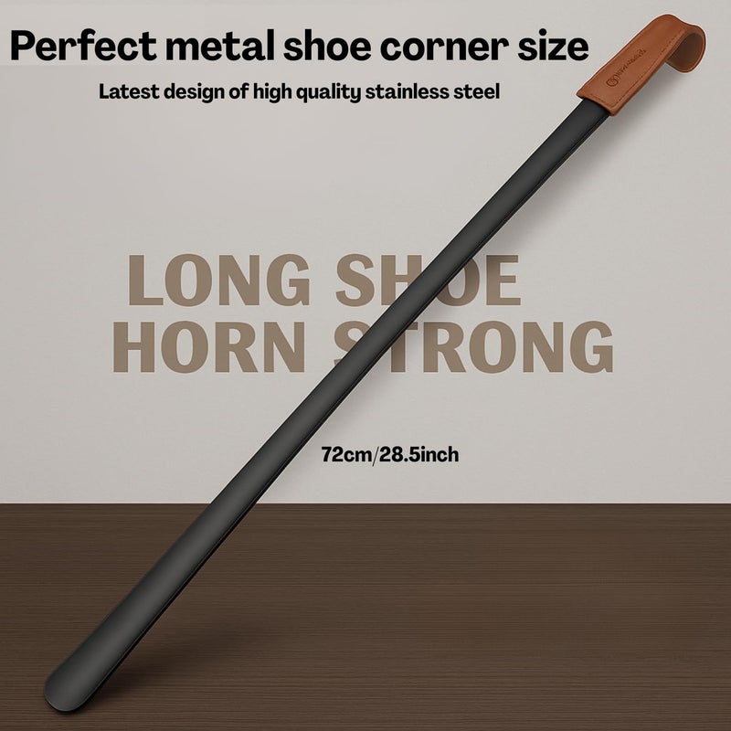 Flavizo 52cm Stainless Steel Shoe Horn Long Handle, Durable Long Shoe Wearing Stick, Comfortable Shoehorn with Extended Grip, Shoes Stick for Wearing, Easy Shoe Wearing Tool for Men Women Seniors - Image 2