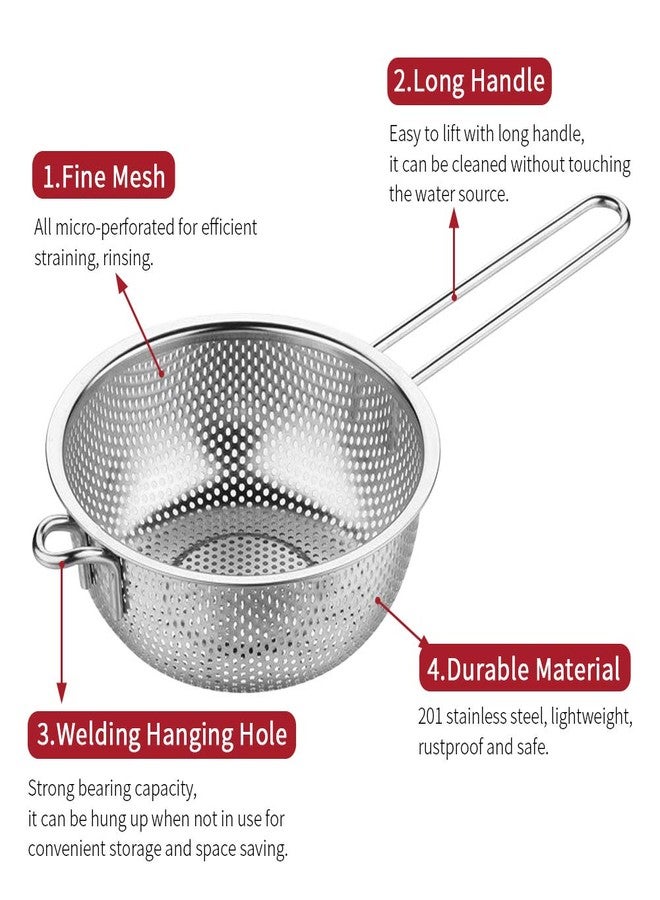 Tookie Stainless Steel Basin Colander with Handle, Fine Mesh Kitchen Food Strainer, Large Metal Food Pasta Colanders for Pasta, Noodles, Vegetables and Fruits(COLOR:silver) - Image 3