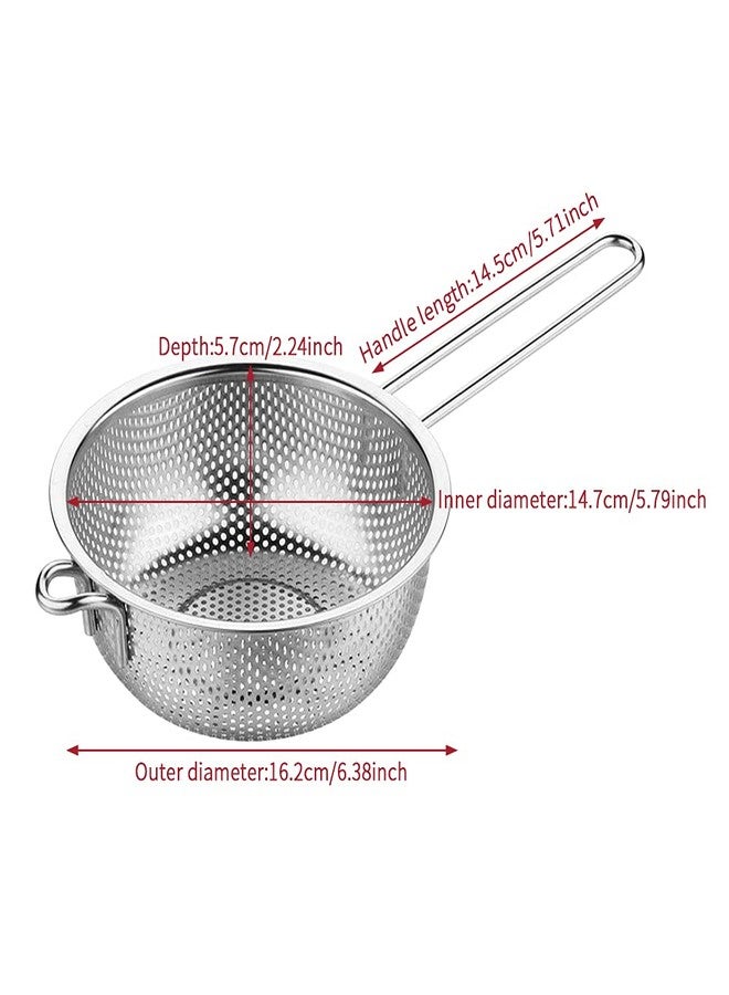 Tookie Stainless Steel Basin Colander with Handle, Fine Mesh Kitchen Food Strainer, Large Metal Food Pasta Colanders for Pasta, Noodles, Vegetables and Fruits(COLOR:silver) - Image 2