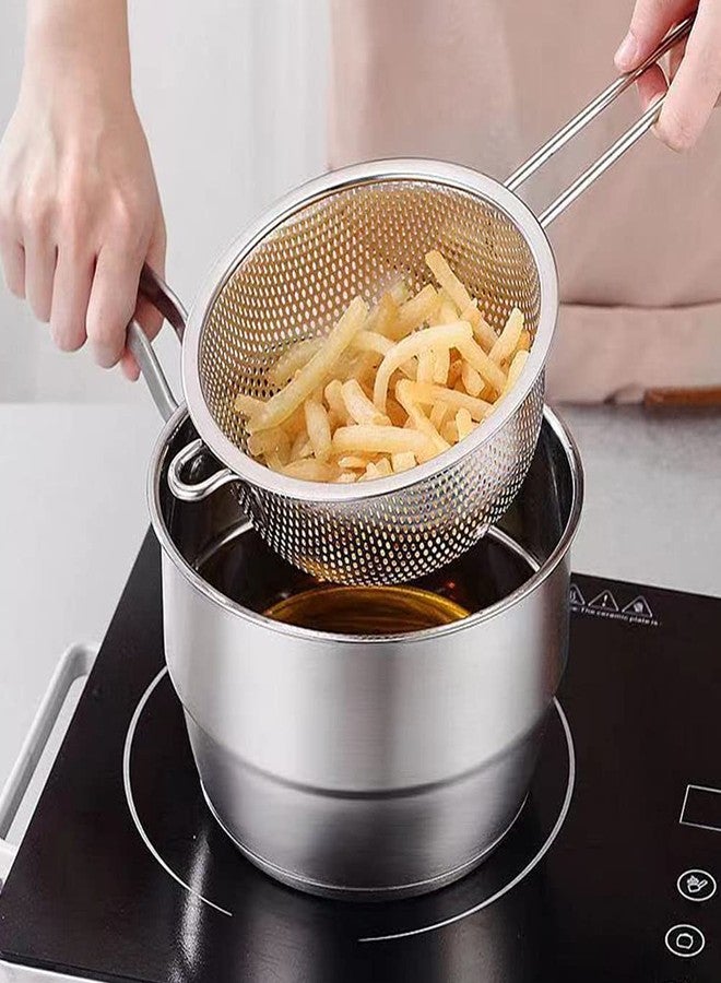 Tookie Stainless Steel Basin Colander with Handle, Fine Mesh Kitchen Food Strainer, Large Metal Food Pasta Colanders for Pasta, Noodles, Vegetables and Fruits(COLOR:silver) - Image 4