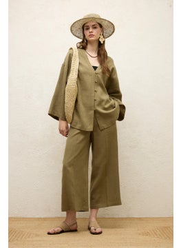 Manuka Buttoned Linen Shirt Khaki  - Image 2