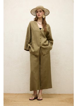 Manuka Buttoned Linen Shirt Khaki  - Image 5