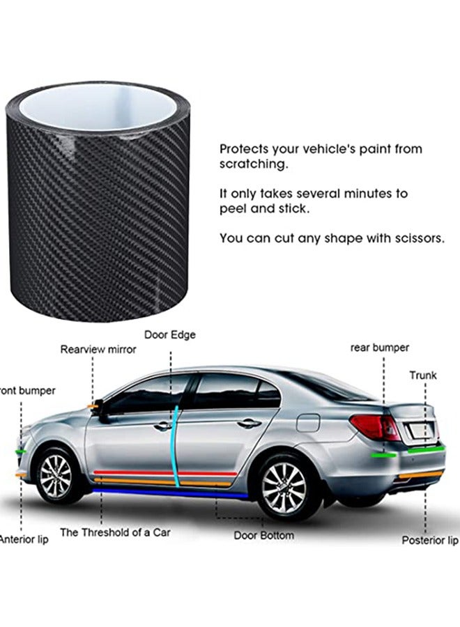 Generic Black Carbon Fiber Car Door Edge Protection Sticker Anti-Scratch Vinyl Wrap for Cars (10cm x 3m)  - Image 2