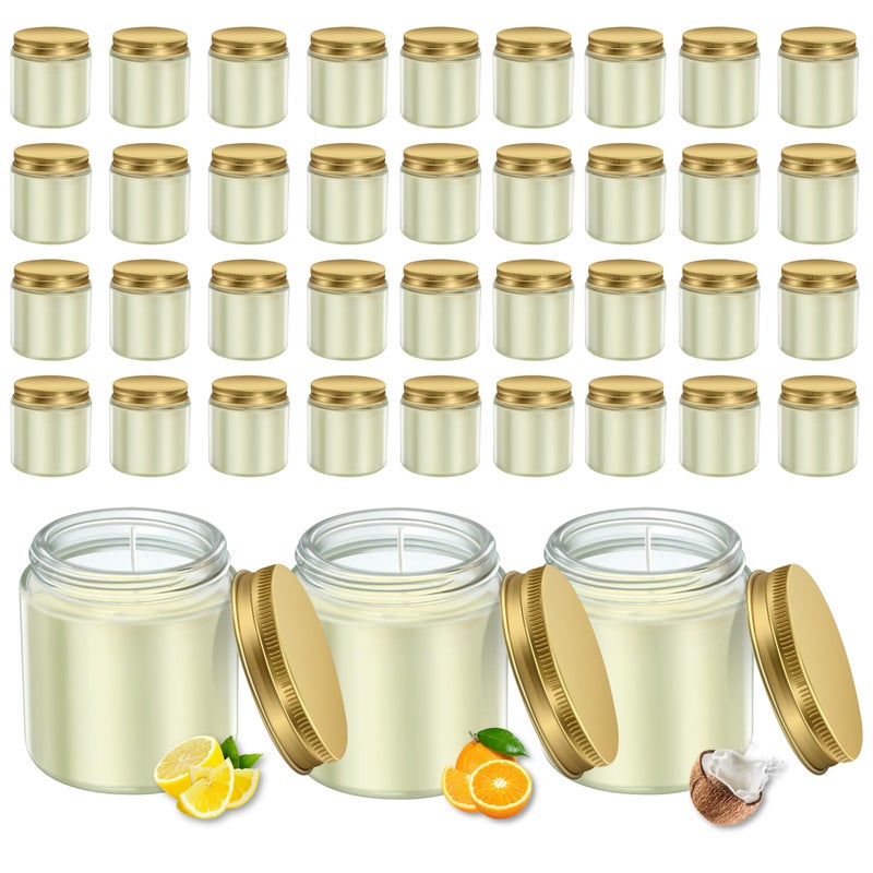 ACITHGL 36 Pcs 4oz Mini Mason Jar Candles Small Scented Candles Bulk Aromatherapy Ideal Souvenir Favors for Wedding Birthday Party (Lemon, Citrus, Coconut Milk, Gold) - Image 1
