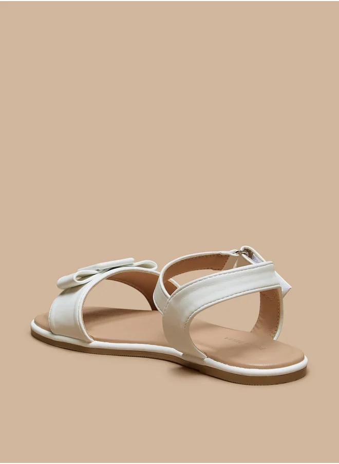 Flora Bella By Shoexpress Girls Buckle Accent Flat Sandals with Hook and Loop Closure