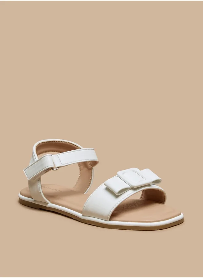 Flora Bella By Shoexpress Girls Buckle Accent Flat Sandals with Hook and Loop Closure
