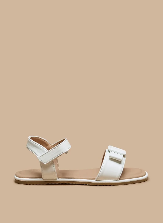 Flora Bella By Shoexpress Girls Buckle Accent Flat Sandals with Hook and Loop Closure