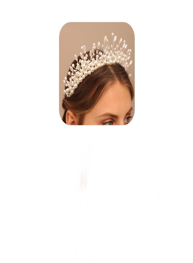 يرتير تاج شعر عتيق من خرز اللؤلؤ والكريستال من YERTTER، مصنوع يدويًا، طوق شعر للعروس، قطع رأس من اللؤلؤ على الطراز اليوناني، مناسب لحفلات الزفاف، حفلات التخرج، وأعياد الميلاد (أبيض) - Image 1