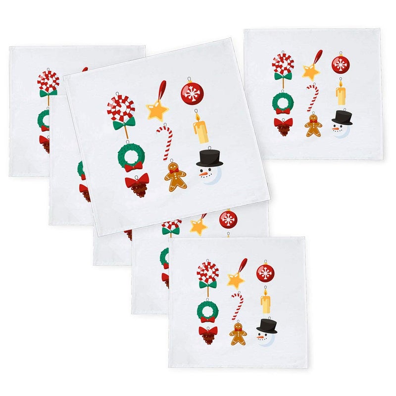 Khakee 6 Pcs Christmas Theme Tafta Silk Table Napkins 10x 10 for Xmas Decoration Christmas OrnamentsChristmas Gift npxmas172P - Image 1