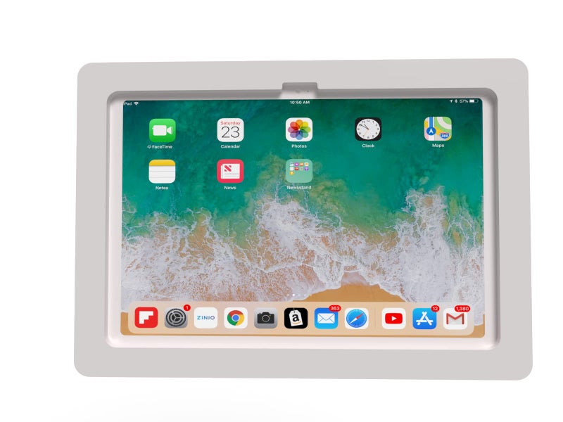 TABcare Anti-Theft Acrylic VESA Enclosure for Apple iPad 10 10.9" 2022, iPad 11" 2025 A16 with Free Wall Mount Kit & 90-Degree Angle USB C Charge Cable (White) - Image 1