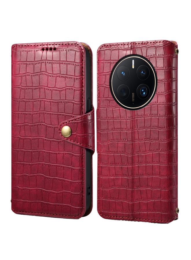 Denior Case For Huawei Mate 50 Pro Crocodile Texture Oil Edge Leather Phone Case - Image 1