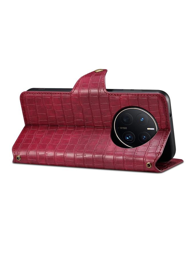 Denior Case For Huawei Mate 50 Pro Crocodile Texture Oil Edge Leather Phone Case - Image 4