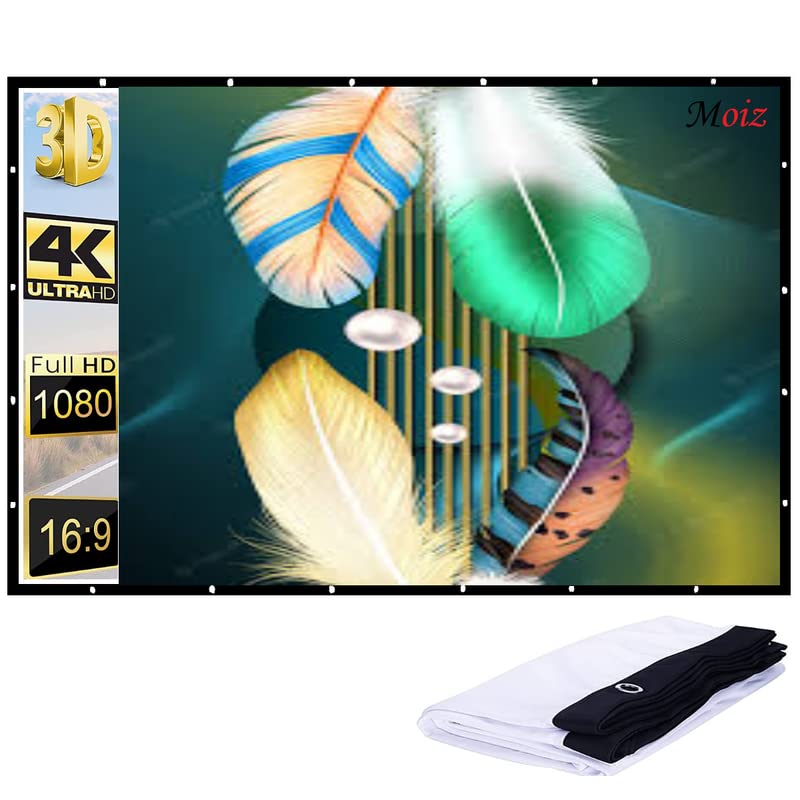 MOIZ [Upgraded] 50 Inch- 3.7Ft x 2.1Ft (Anti-Creased) (Foldable) (Anti-Light) 16:9 4K Eyelet HG Projector Screen (Width 112 cm x 63.5 cm Height) - Image 1