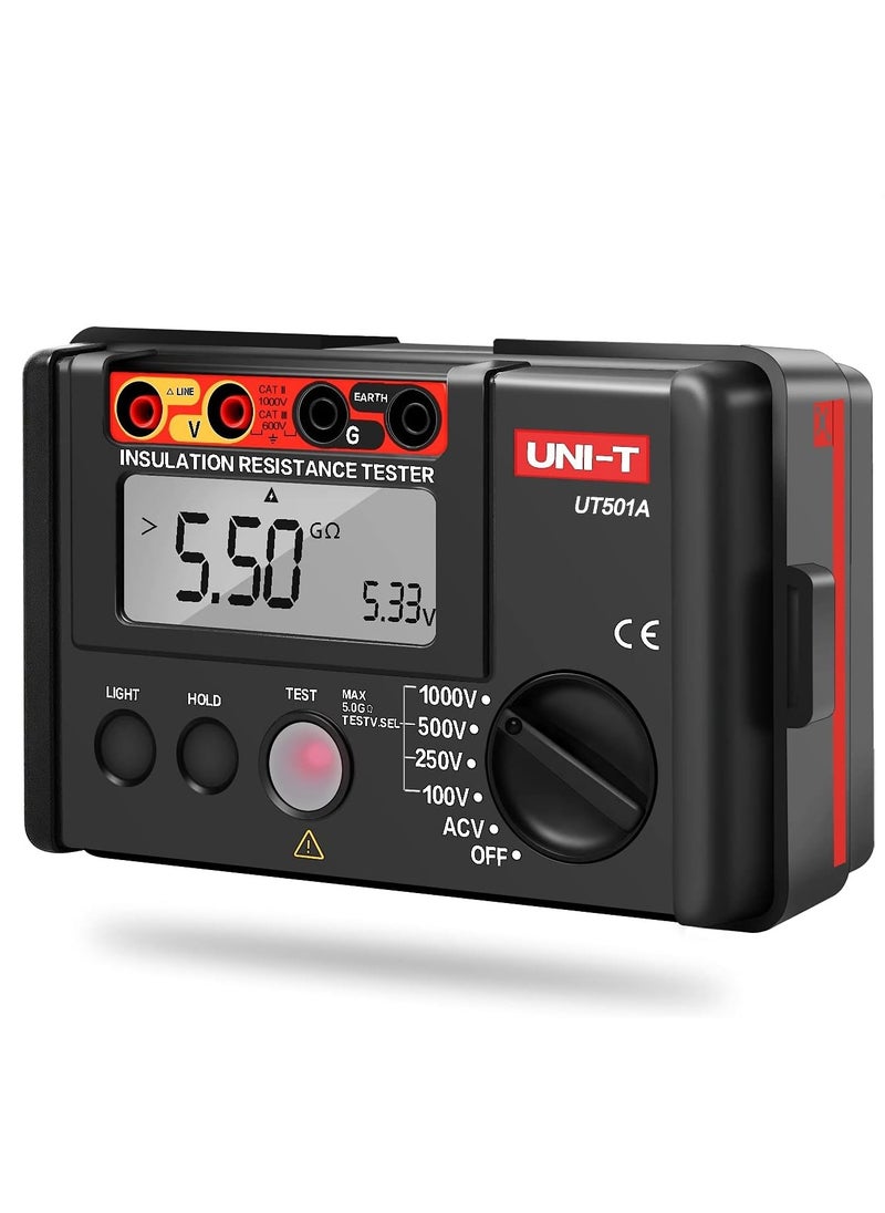 UNI-T جهاز قياس مقاومة العزل UNI-T UT501A 1000V، جهاز اختبار أرضي، مقياس ميجا أوم، فولتميتر مع إضاءة خلفية LCD  - Image 1